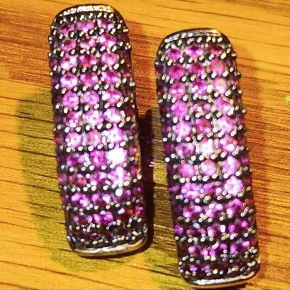18k Over 925 Natural Pink Ruby Earrings - Picture 5 of 16